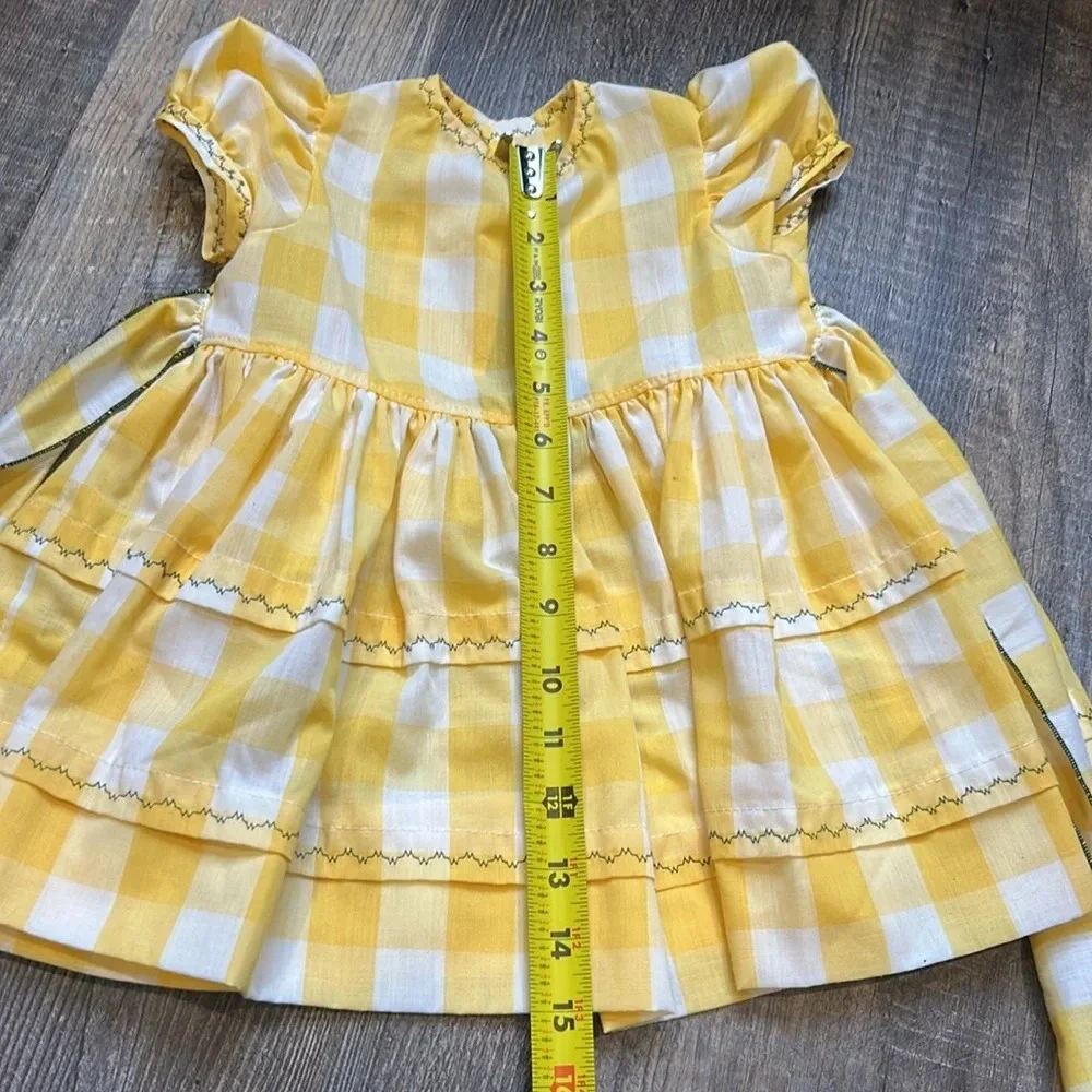 Homemade Baby Yellow Checked Dress with cover one of a kind